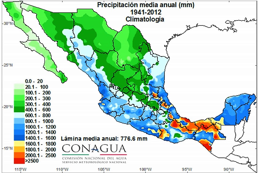 Mapa de precipitaciones en México