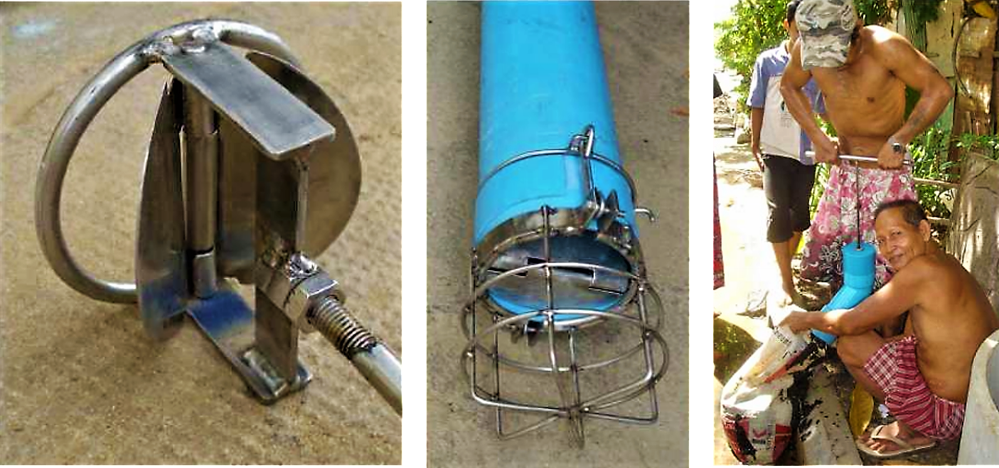 The Gulper: Inner valve on the bottom of the puller rod, the strainer to protect the valve and workers who are pumping sludge out of a pit. Source: IaW (2007)