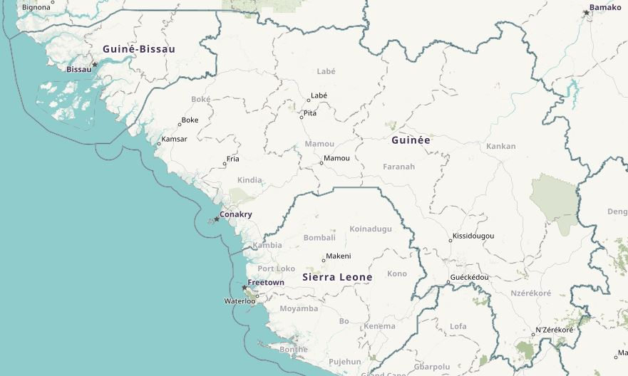 Map of Guinea. Source: OpenStreeMap (2018)