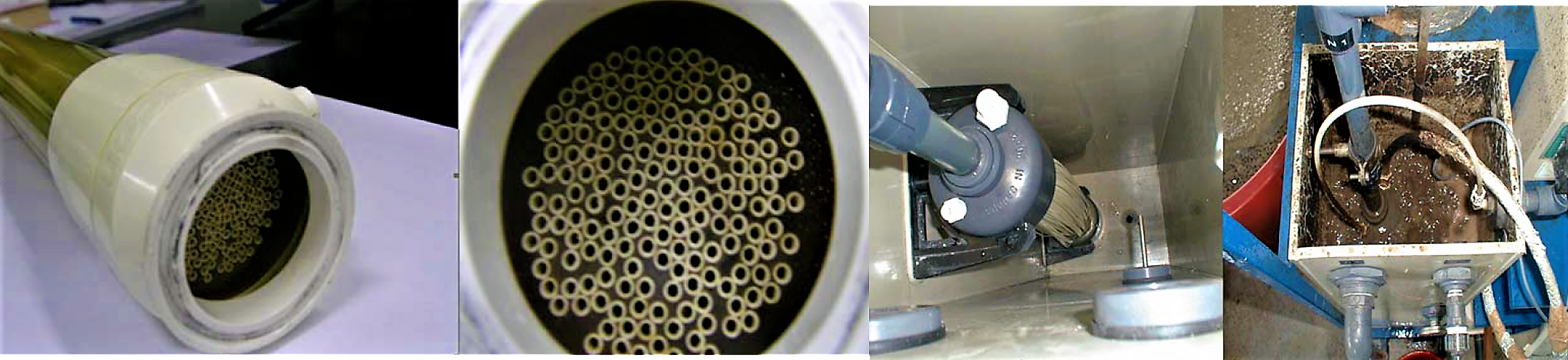 Hollow-fibre (HF) membrane module (Zenon, Canada) filtrating activated sludge under vacuum. Source: RADJENOVIC et al. (2008)   