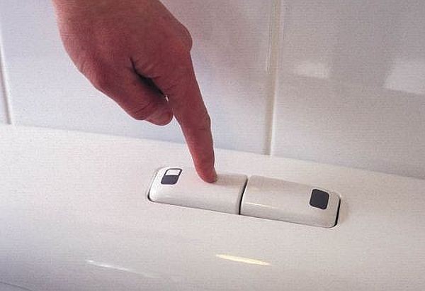 With a toilet dual flush button, users have the possibility to choose between two volumes either for solids or for liquids. Source: ROUS WATER (2011)