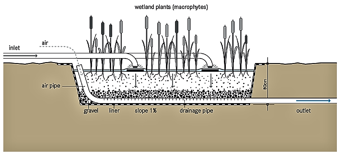 Schematic of the Vertical Flow Constructed Wetland. Source: TILLEY et al. (2014)